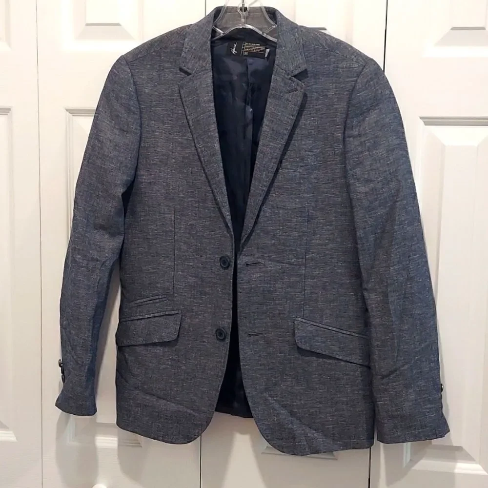 Howe Men’s Blue Cotton Linen Blend Sport Coat Sz 36